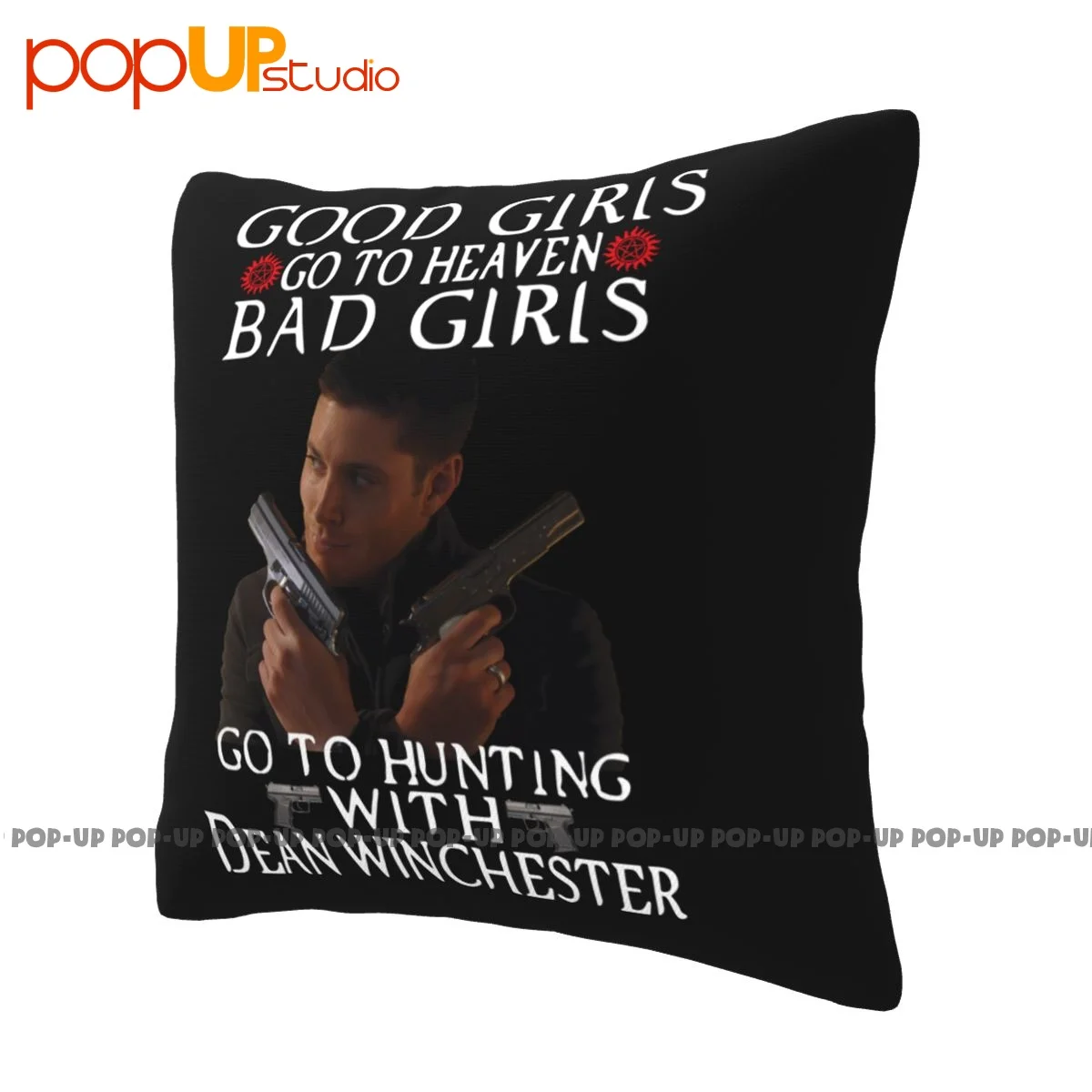 Print Supernatural Bad Girls Go To Hunting With Dean Winchester Pillowcase Throw Pillow Cover Thickened