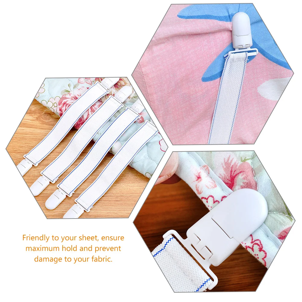

12 Pcs Bed Sheet Straps Elastic Bands Prevent Slipping Keep Neat Fitted Clips Sheet Fasteners Fabric Grip Household Storage