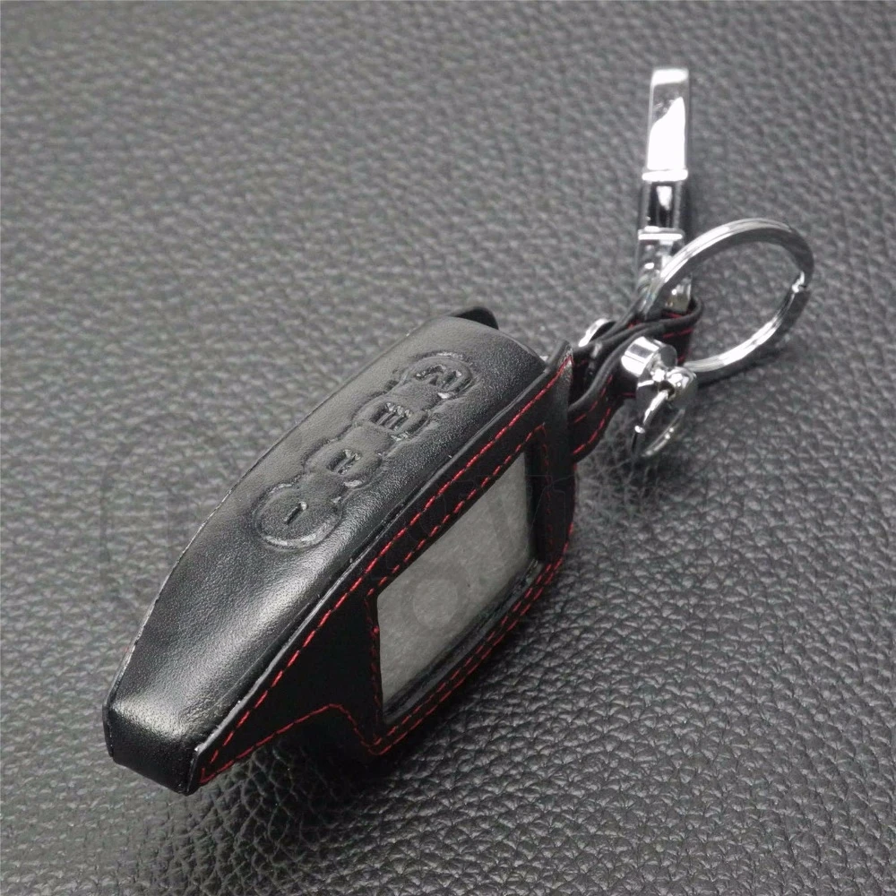 jingyuqin Leather Remote 4 Buttons Keychain Case Cover For Magicar 6 7/8/9 LC LCD Cover Two Way Car Alarm System