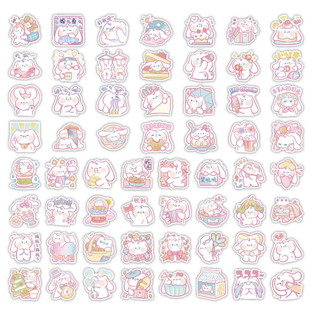 ملصق جرافيتي على شكل كلب كرتوني وردي ، مقاوم للماء ، شخصي ، إبداعي ، ديكور ، لوح تزلج ، ثلاجة ، ظريف ، 50 *