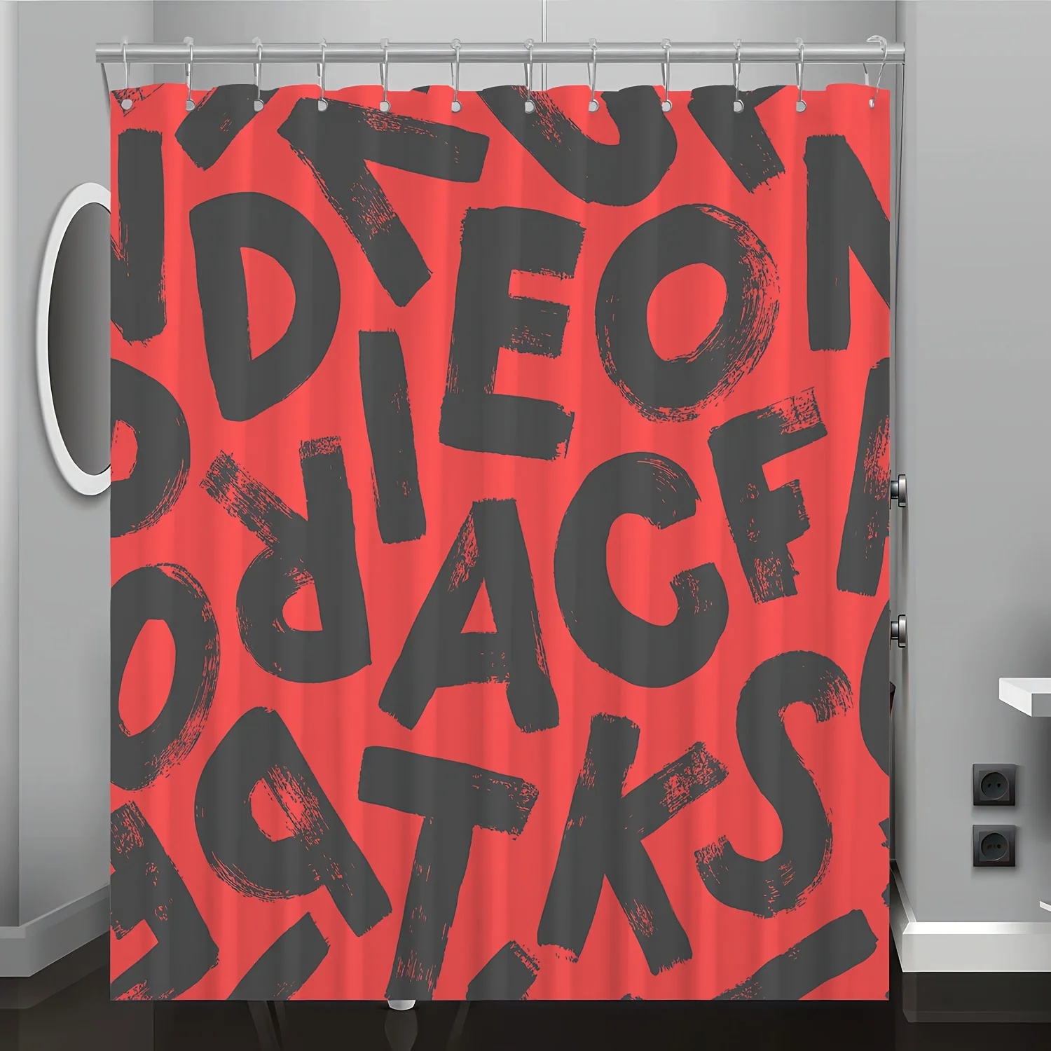 

1 шт., модная художественная занавеска для душа с английским персонажем и цифровым принтом, домашний декор для ванной комнаты с бесплатными крючками, можно стирать в машине