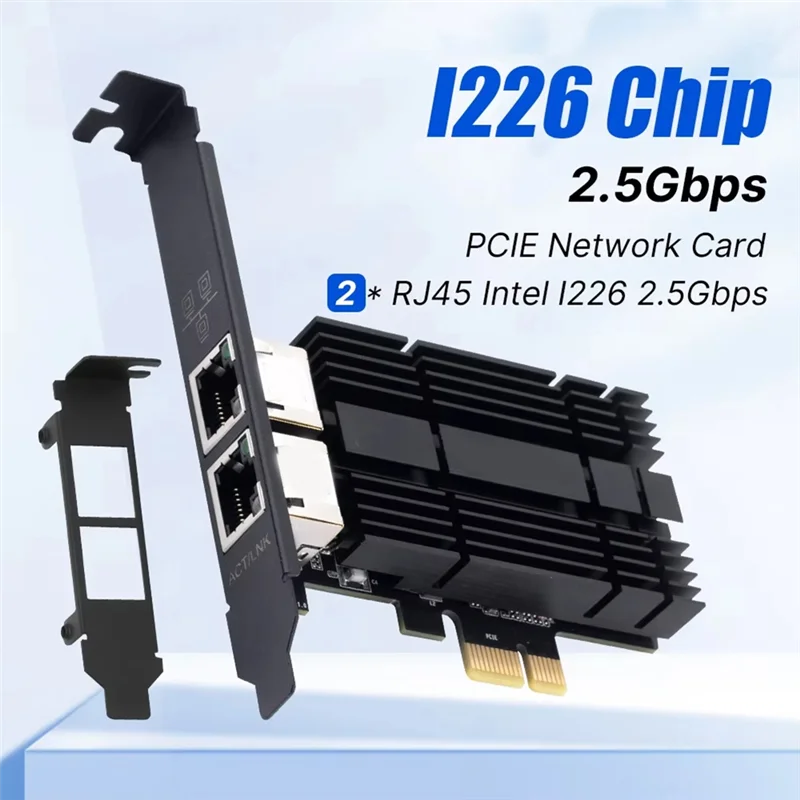 بطاقة شبكة ABDE-Gigabit Dual Ports Pcie، محول 2.5G Ethernet 2500Mbps لسطح المكتب