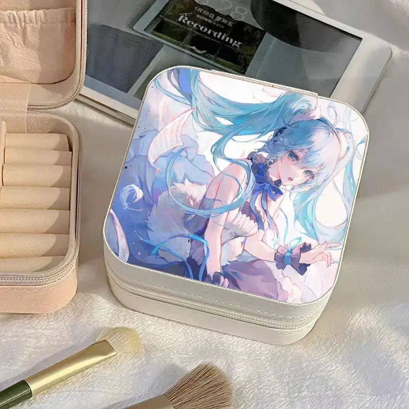 Hatsune Miku Jewelry Box Portable Jewelry Storage Box Travel Small Ring Earrings Jewelry Necklace Classification Box Girl Gift