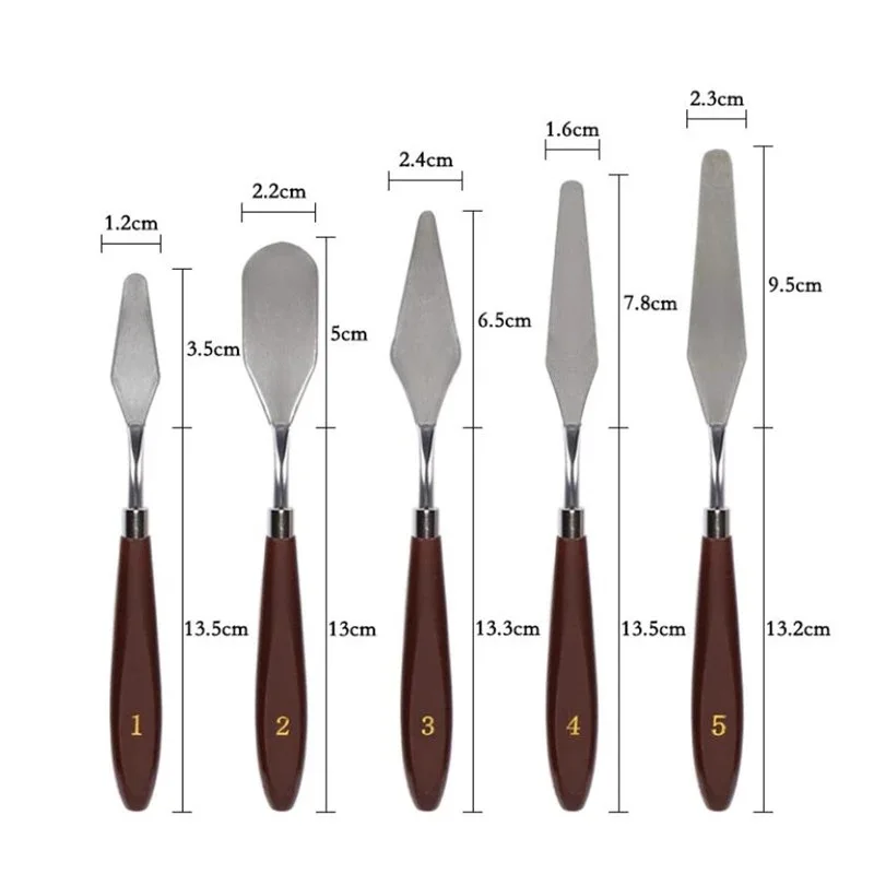 Spatola per cioccolato da 5 pezzi spatola per crema fondente decorazione per torta Set di strumenti per la cottura coltello per pittura a olio in