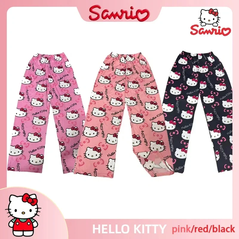 Hello Kitty Cotton Loose Summer Style Ladies Pajama Pants Pyjama Trousers Women Men Cartoon Sleep Bottoms Lounge Wear Girl Sleep