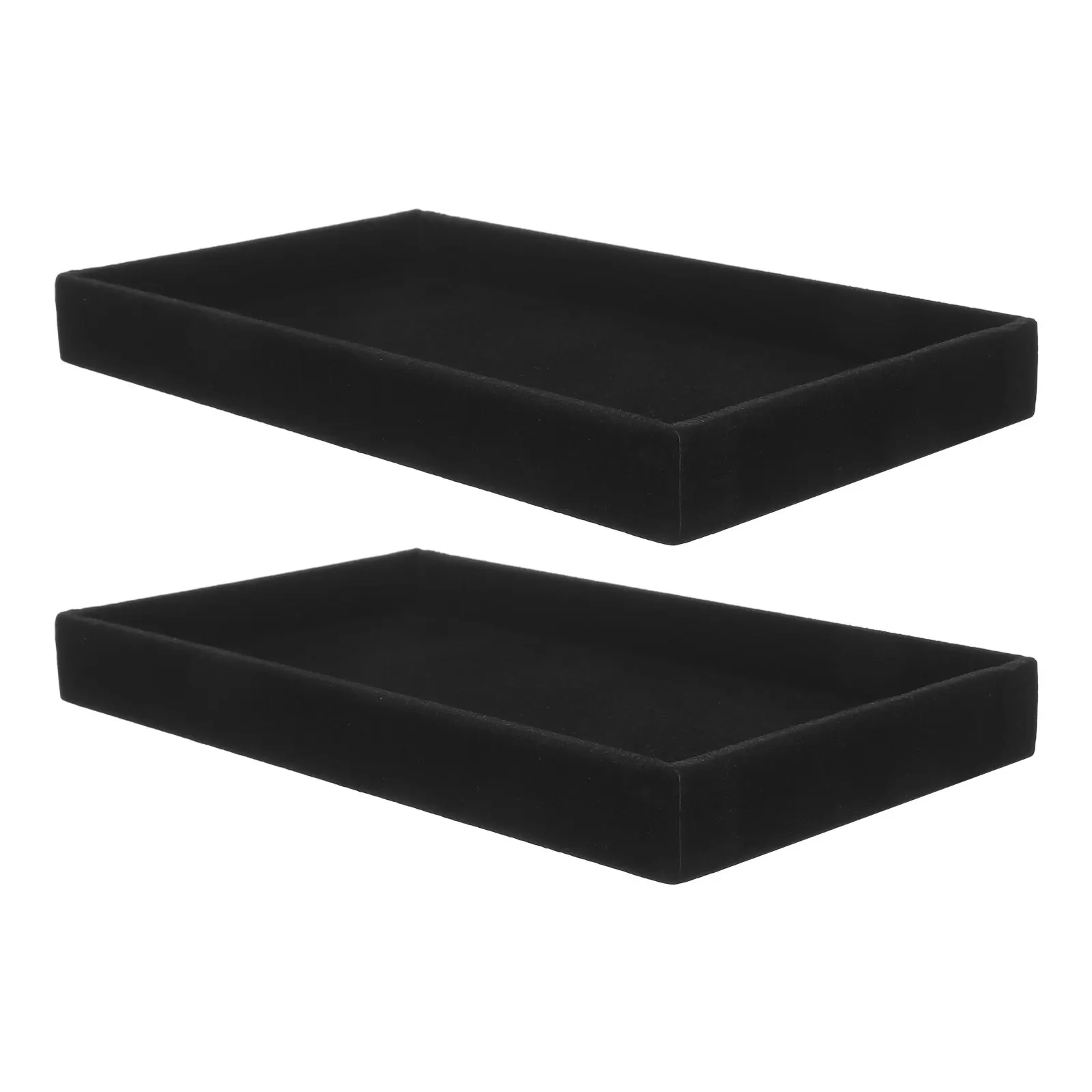

2Pcs Jewelry Storage Tray Inserts Black Soft Drawer Organizer Modular Stackable Necklace Ring Holder Display Tray for Vanity