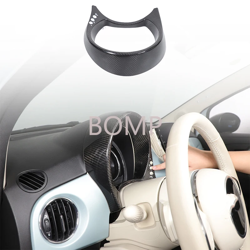 BOMP For Fiat 500 2021-2023 central control display frame Automobile display decorative frame Auto parts Real carbon fiber 1pcs