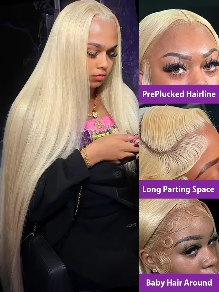 30 40 Inch 613 Honey Blonde 13x4 Lace Front Human Hair Wigs Brazilian Bone Straight 13x6 HD Transparent Lace Frontal Wig Women