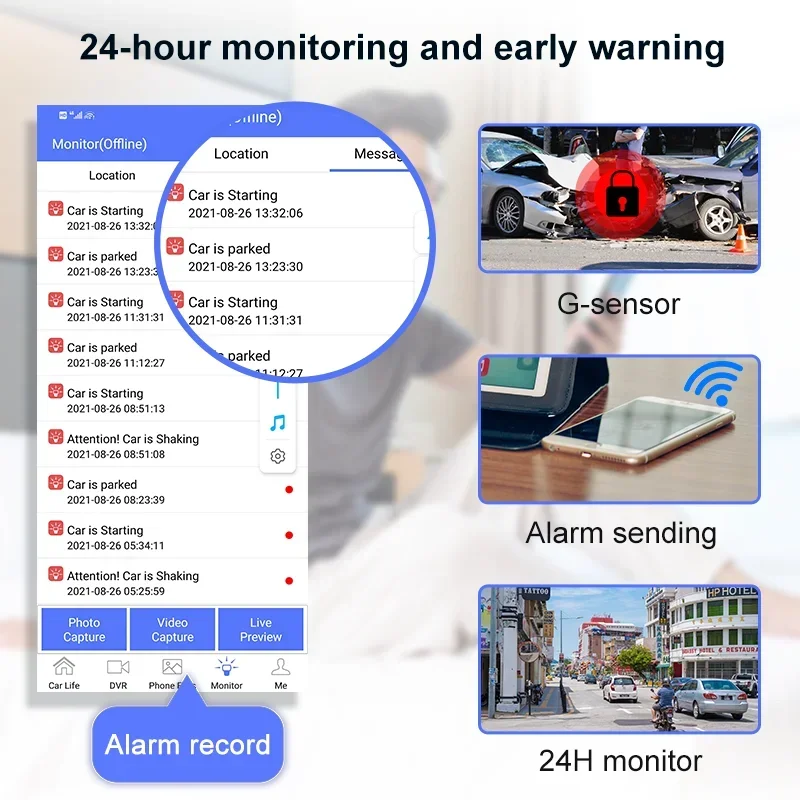 4CHs Registra la telecamera per auto 4g con la navigazione GPS Adas Supporto Android 8.1 Streaming live 4g sul telefono Scheda 512g
