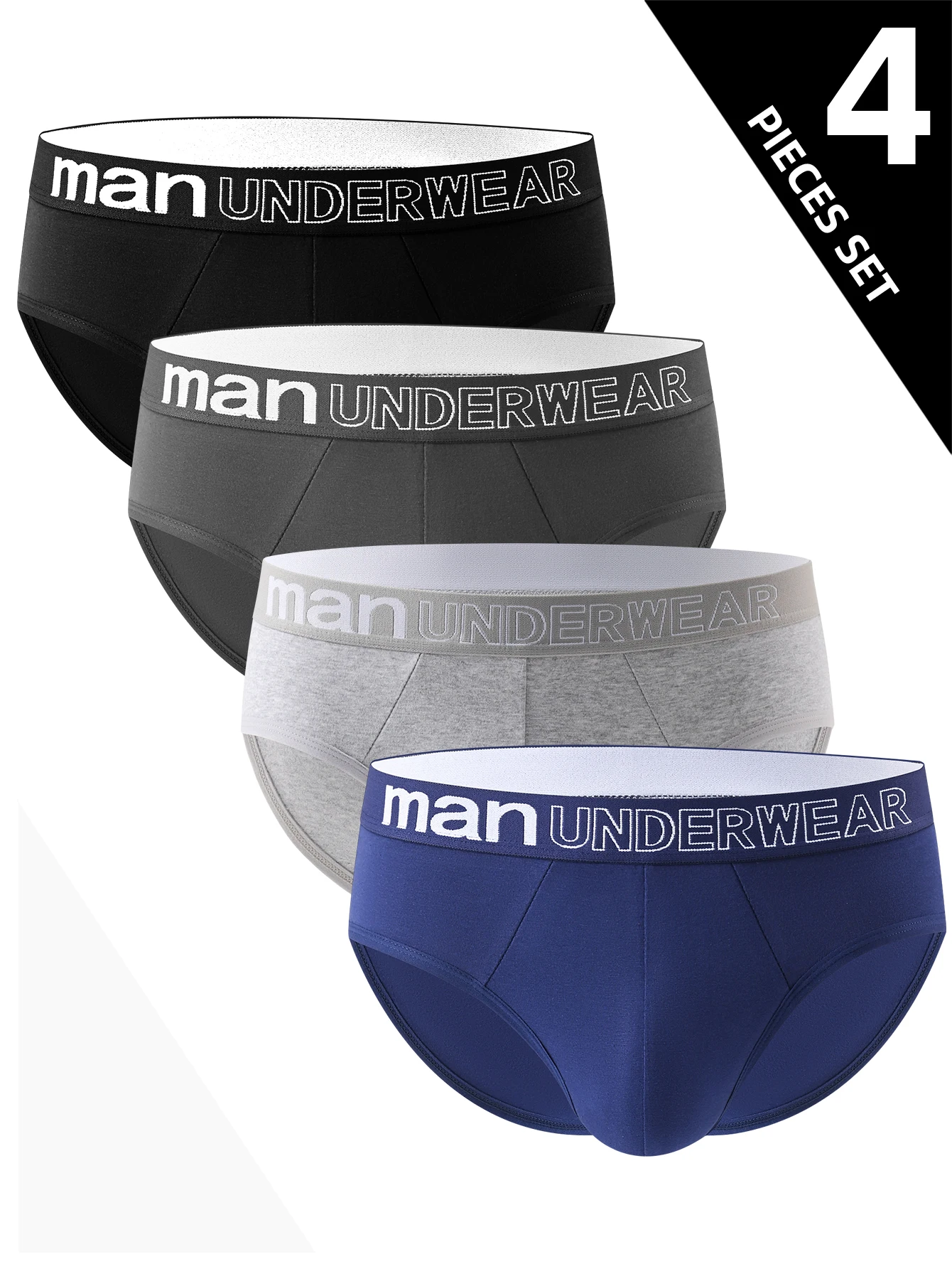 

Men's underwear 4pcs cotton briefs Loose breathable comfortable close-fitting briefs personality hot selling trend sports briefs