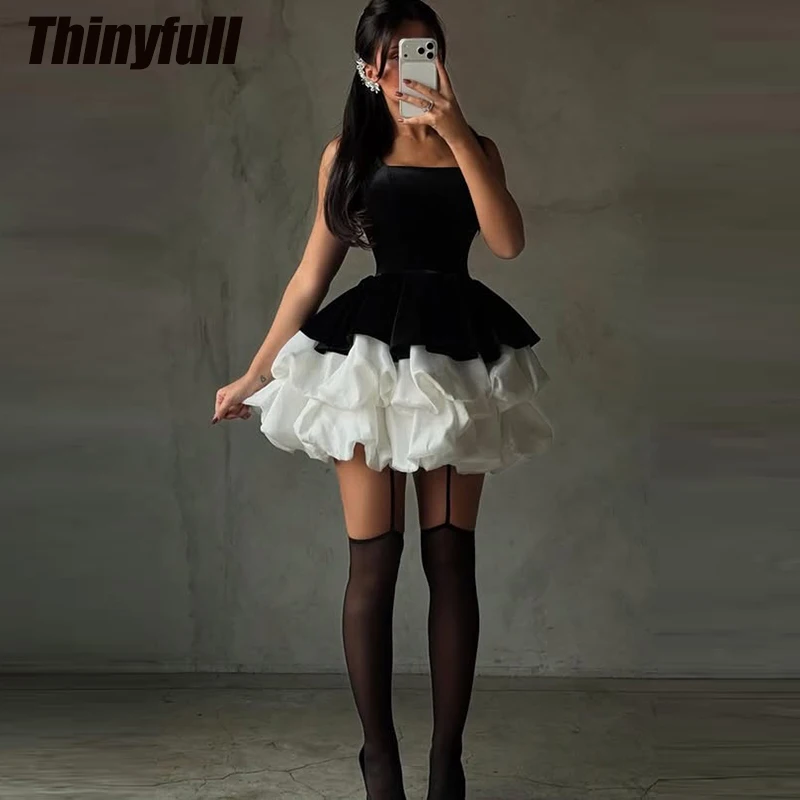 

Thinyfull A-line Velvet/Satin Short Prom Dresses Square Collar Sleeveless Evening Dress Birthday Gown Robe De Soirée Customized