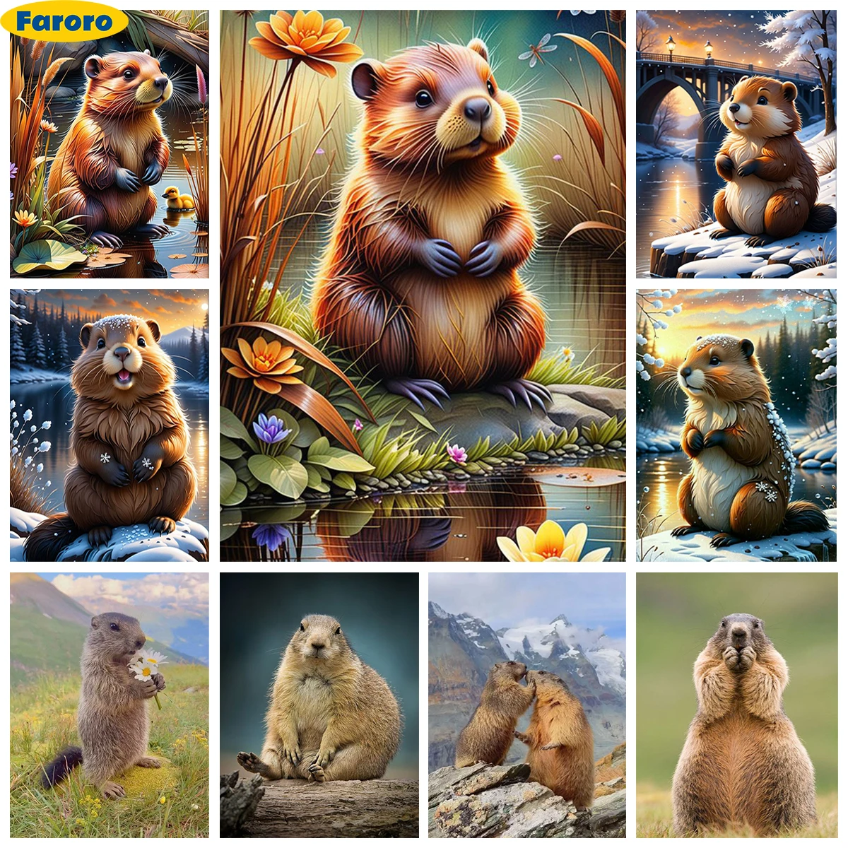 

Bobak Marmot 5D Diamond Painting Prairie Dog Diy Diamond Embroidery Rhinestone Cross Stitch Mosaic Mural Home Wall Decor Gift