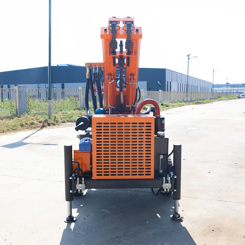 Customized Water Borehole Drilling Rig Diesel Powered 200 Meters Deep Full Hydraulic Drive High Working Efficiency Wheel Mounted