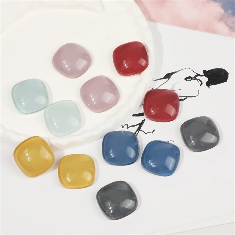 Free shipping 100pcs/lot 18mm color print geometry square shape resin cabochon beads diy jewelry garment hair accessory