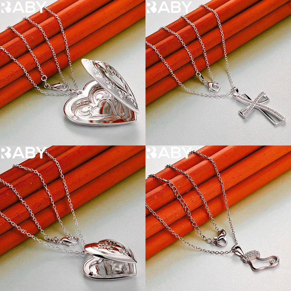 

URBABY 40-75cm 925 Sterling Silver Design Pendant Necklace For Women Men Charm Trend Birthday Gifts Fashion Party