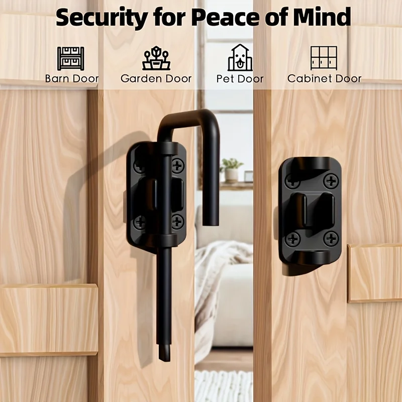 90/180 Degree Zinc Alloy Door Latch Lock,Patio Sliding Door Loop Locks,Universal Doors Bolt,Gate Anti-theft Buckle Hasp Hardware