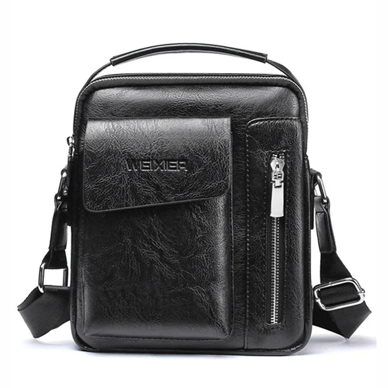 Men Shoulder Cross body Handbag Multi-function Business Fashion Retro PU Leather Male Briefcase Top Handel Messenger Bag