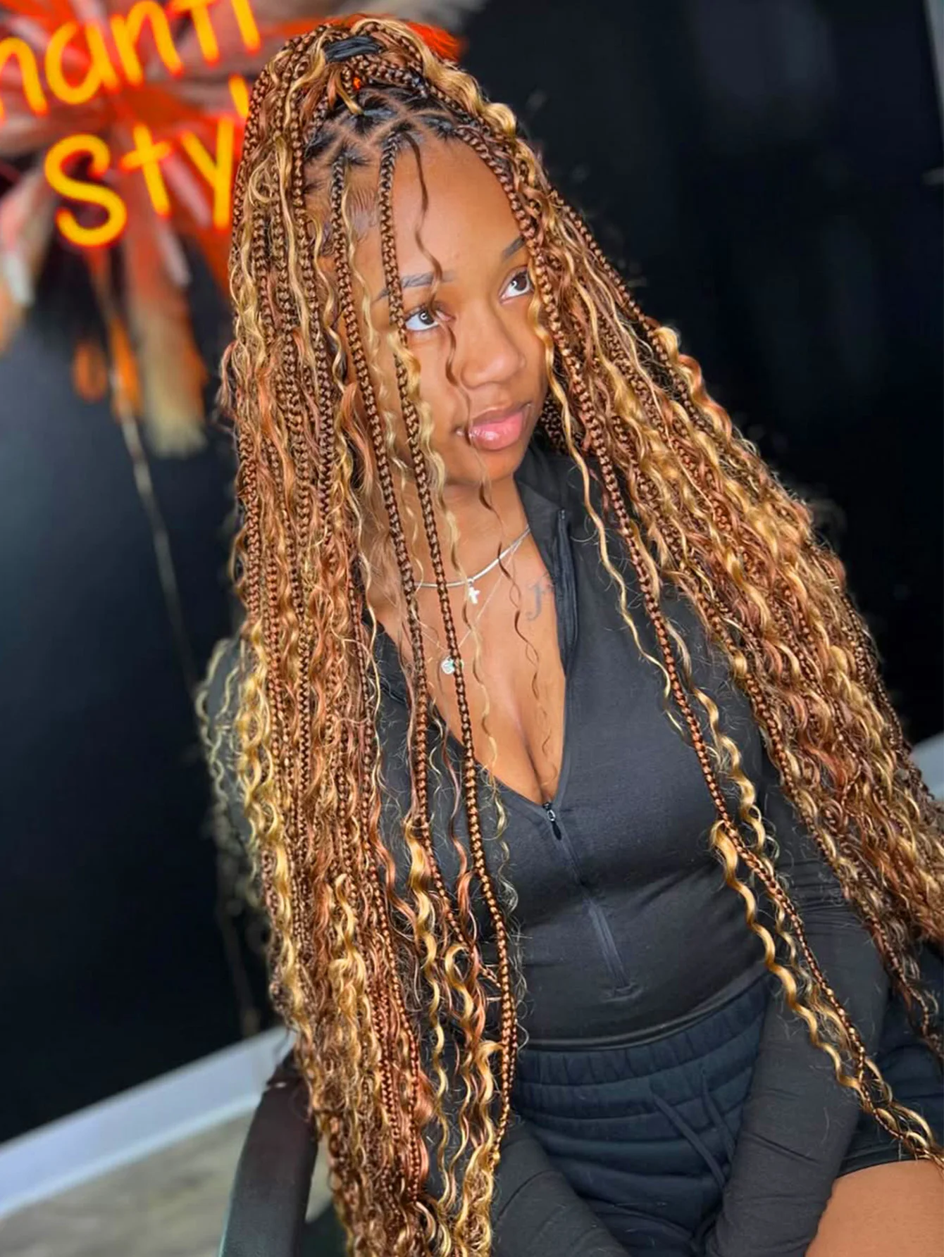 

Boho Box Плетеные парики для женщин Синтетические без узлов Ombre Blonde Cornrow Braids Плетеный полный парик фронта шнурка с вьющимися концами волос