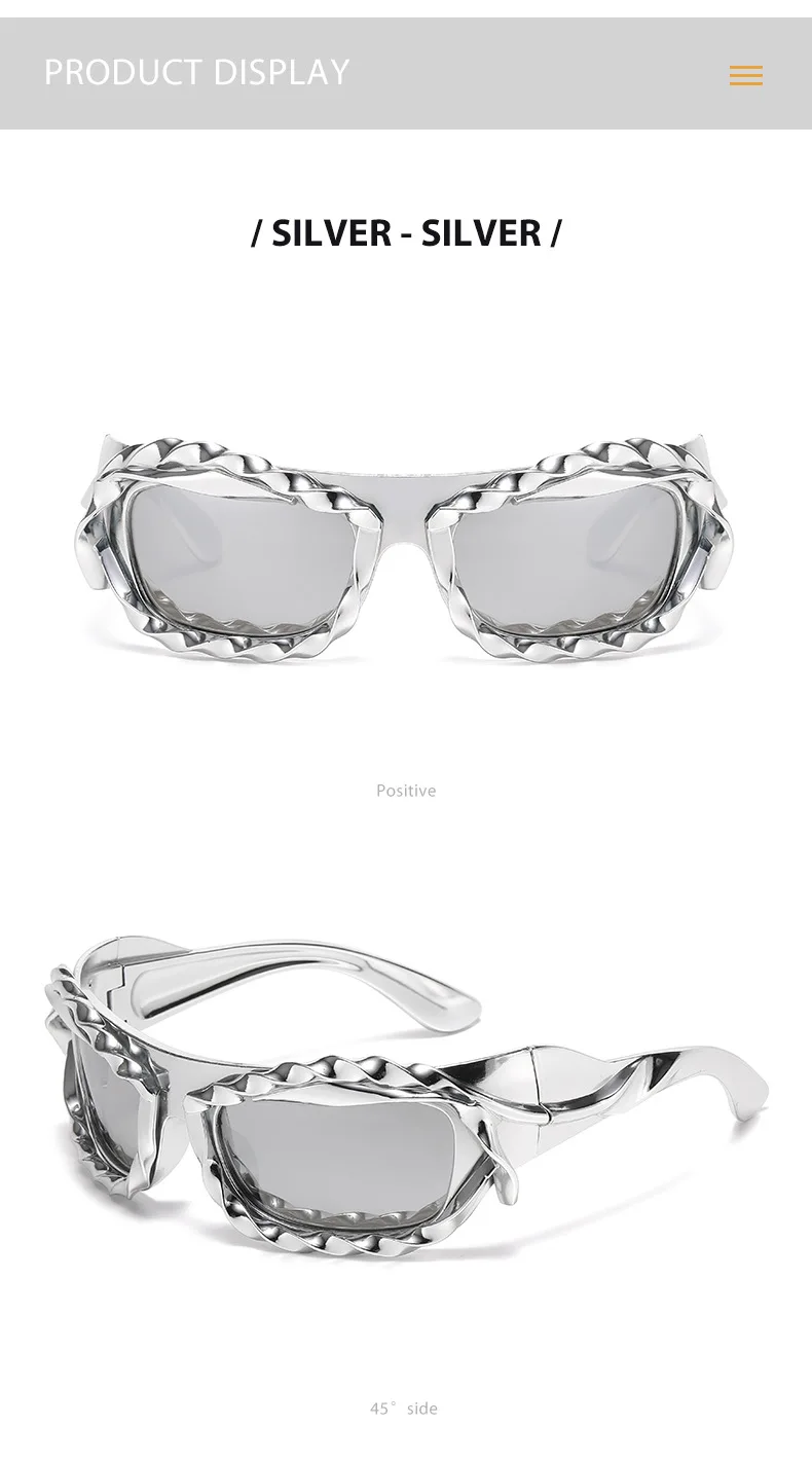 Trendige Techwear-Style Unregelmäßige Sonnenbrille, Nischendesign, Sonnenschutz & Blendschutz, Vielseitige Sonnenbrille 68192 – Detail 13