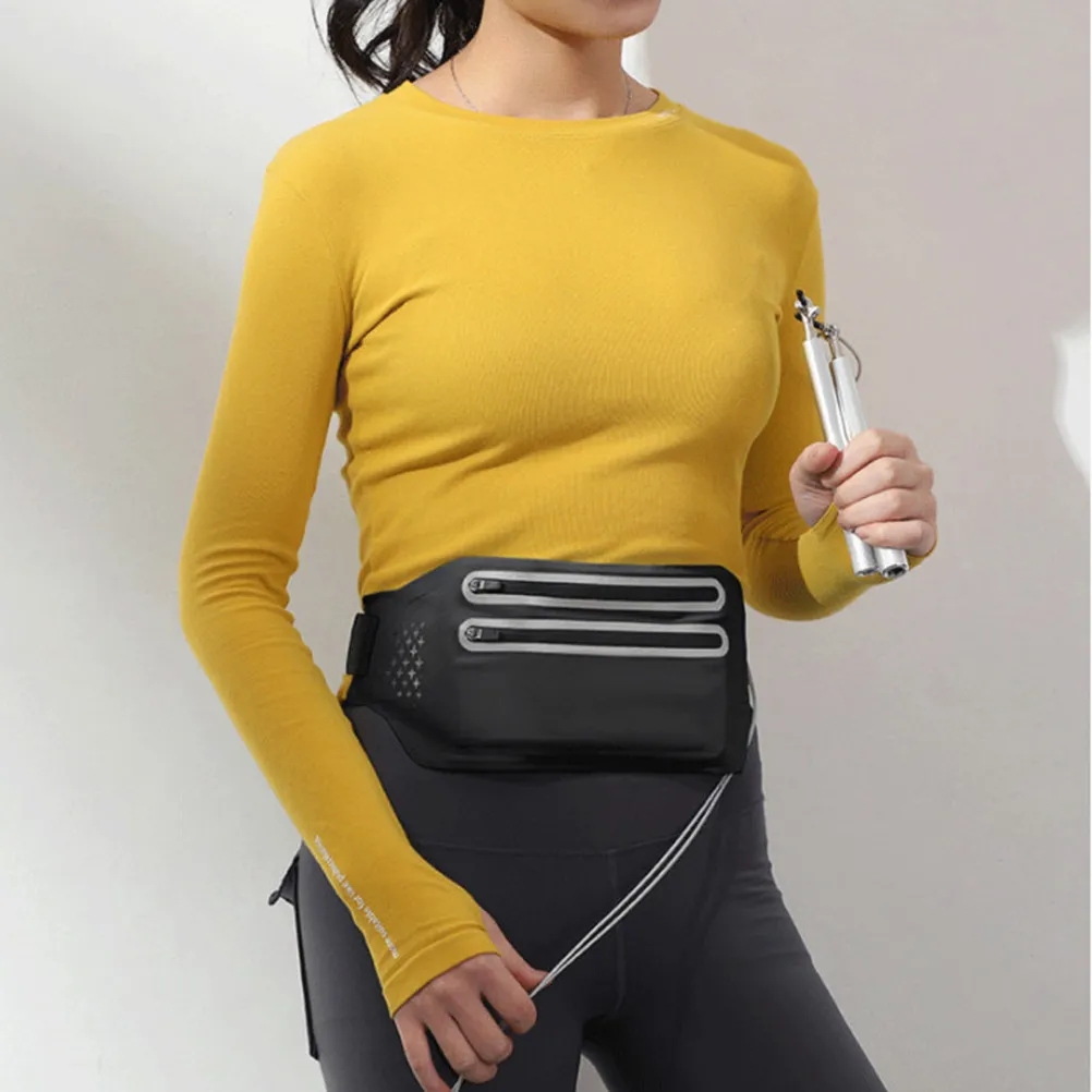 

Premium Tpu Women Waist Pack Slim Fit Double Zipper Phone Storage Bag Adjustable Comfortable Strap Headphone Port for Running