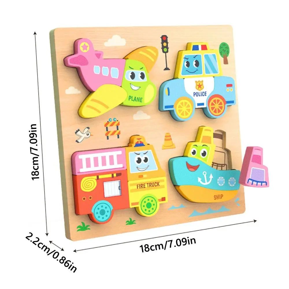 Puzzle 3D in legno multicolore Animale del fumetto Coordinazione occhio-mano Puzzle di apprendimento dell'inglese Frutta Dinosauro Puzzle per l'educazione precoce