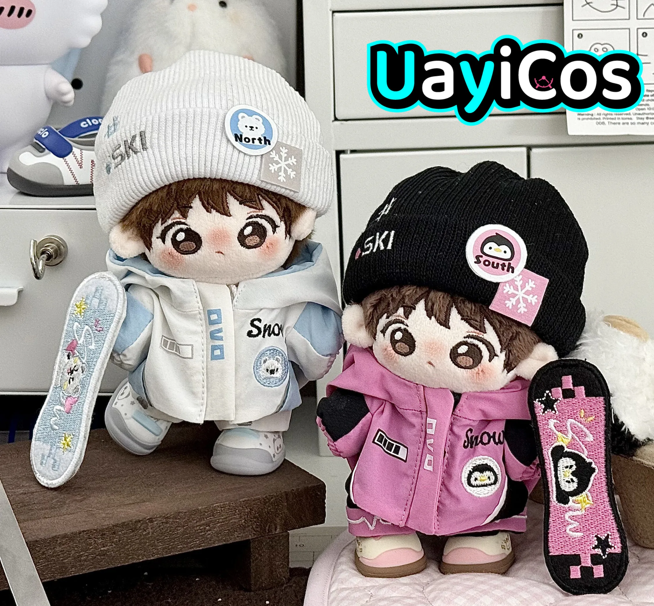 

10cm Doll Clothes Cute Snow Ski Suit Set Hat Coat Trousers Snowboard Embroidery Costume Doll Anime Game Toy Kids Gifts Cosplay