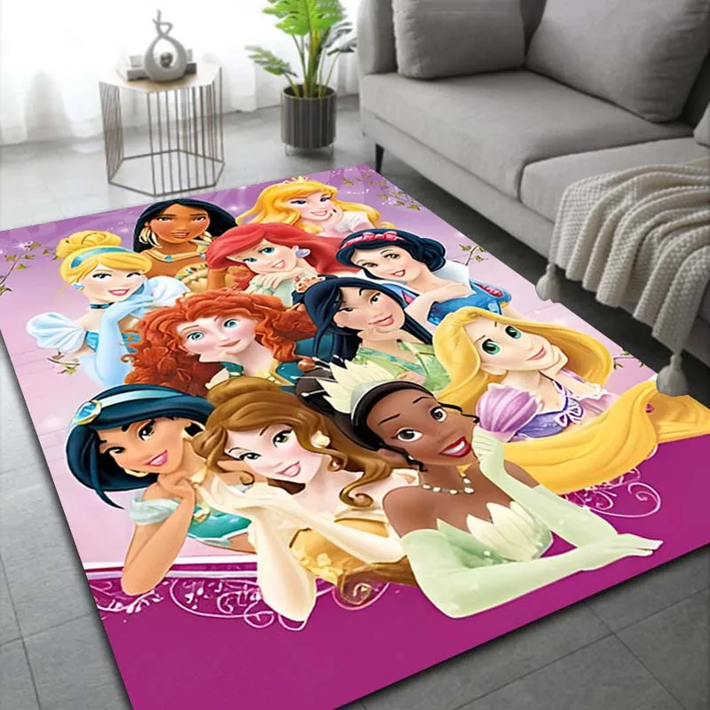 15 Sizes Disney Cartoon Black Princess Pattern Rug Carpet for Living Room Bedroom Sofa Doormat Home Decor  Non-slip Kid Play Mat