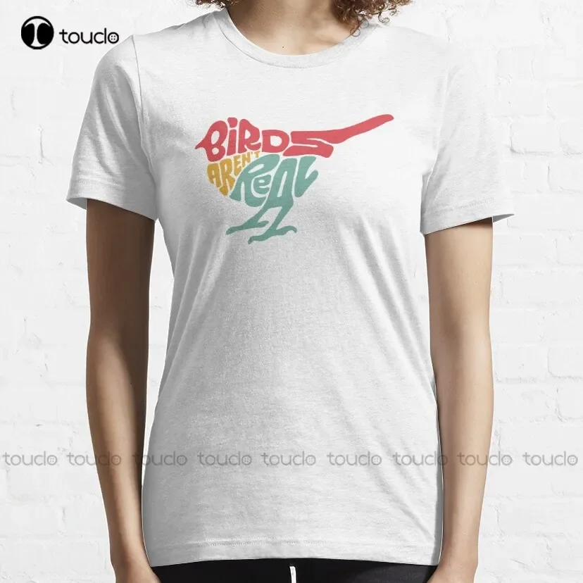 Colorful Birds Arent Real Words Bird Birds Are Fake Trendy Desing Funny Shirt Quotes Trending T-Shirt Xs-5Xl Breathable Cotton