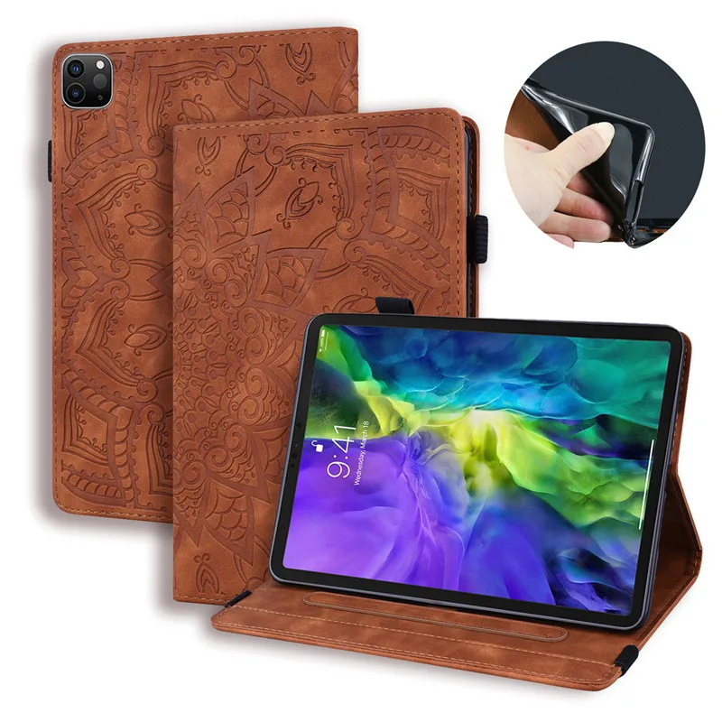 Tablet Cover For iPad Pro 11 12 9 Case 2020 2021 Emboss Leather Wallet Cover For iPad Pro 12.9 2021 2020 Case Coque Funda