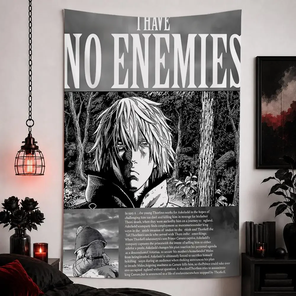 Anime V-Vinland S-Saga Tapestry Custom Home Living Room Bedroom Wall Decor Wallpaper Backdrop Cloth With Clips