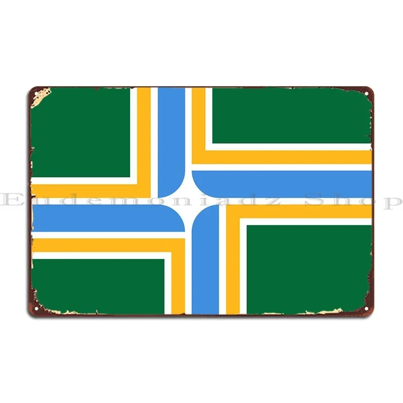Portland Flag Oregon Usa Metal Plaque Plates Cinema Custom Cave Wall Tin Sign Poster