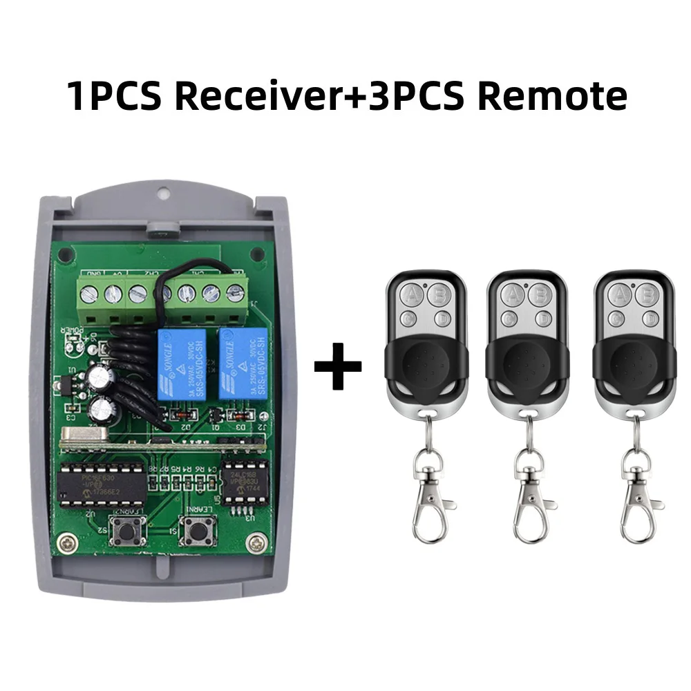 2CH Universal Garage Door Remote Control Receiver For ERREKA ACM DEA DOORHAN AT-4 MOTORLINE DITEC 433mhz Fixed Rolling Code