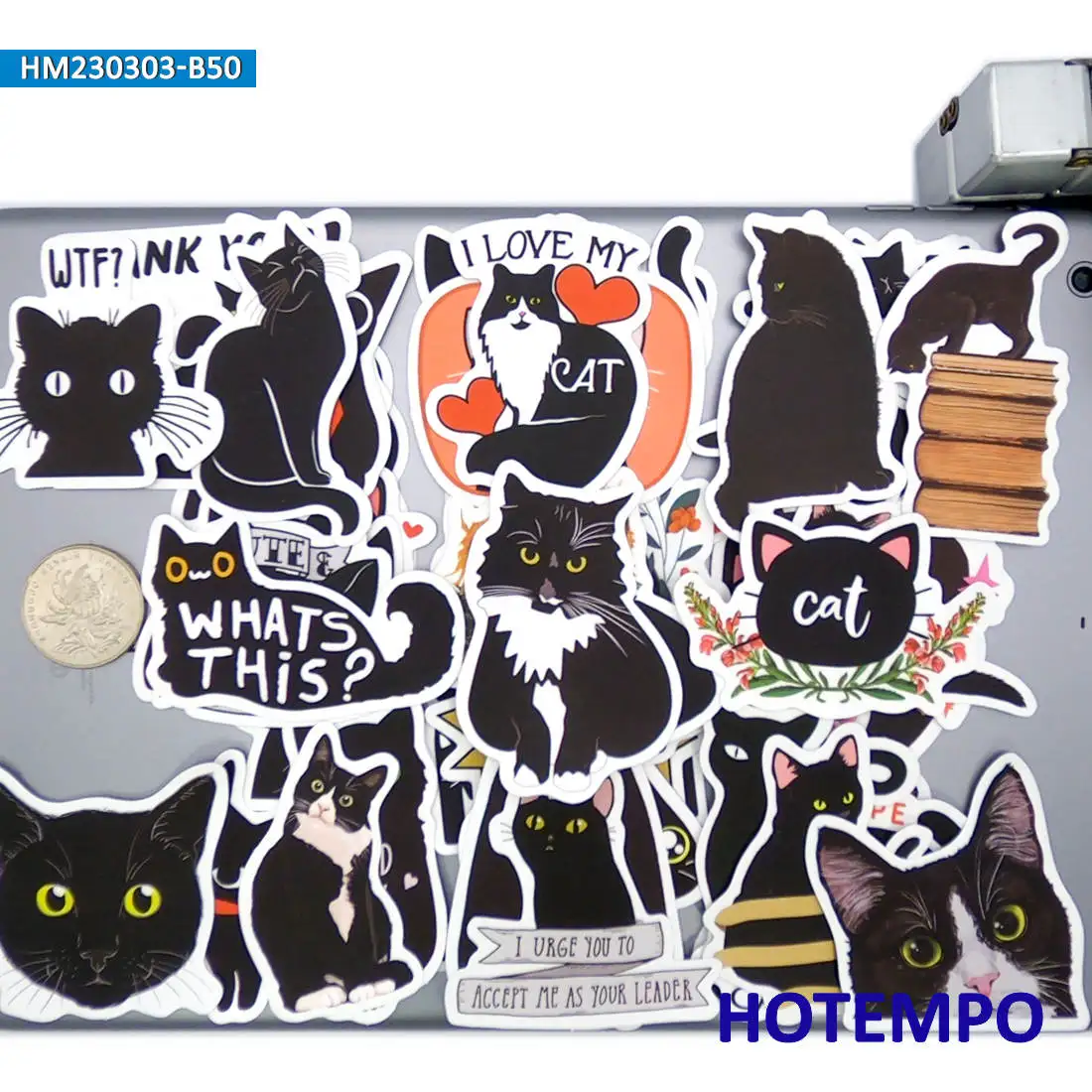 20/30/50 stuks, Leuk huisdier patroon, Cartoon Dier, Zwarte Kattenstickers, voor dagboek, plakboek, Skateboard, bagage, telefoon, fiets, beker, auto, gitaar, Laptop Sticker