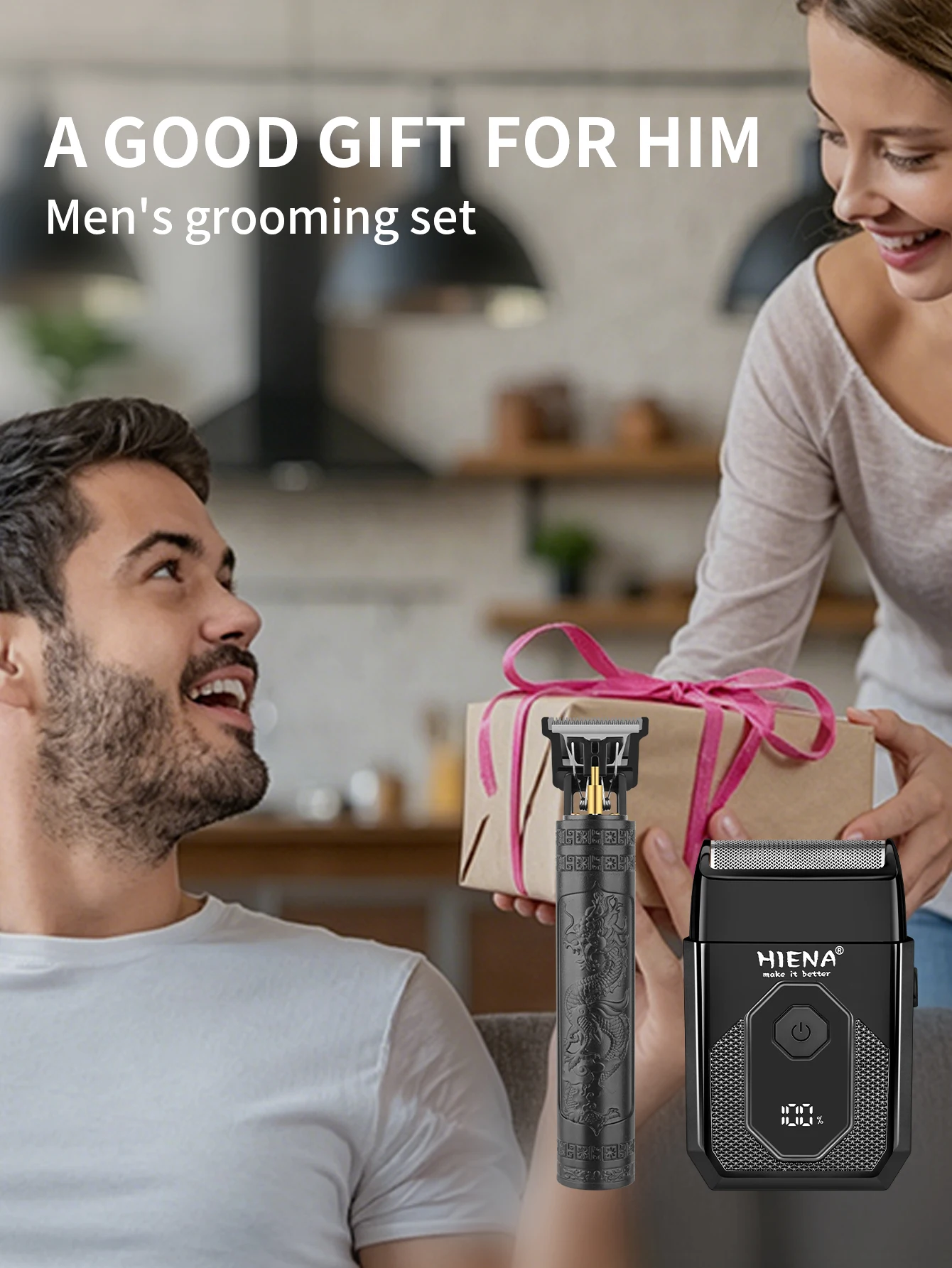 2026 New Hair Clippers Set Men Professional Electric Beard Trimmer Led Digital Display Haircut Machine For Father Boyfriend