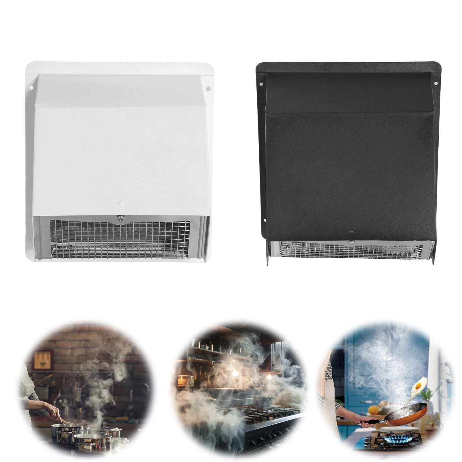 

6/8 Inch Portable Range Hood with Screen and Damper Wall Vent Cover Cap Exterior Air Exhaust for Kitchen HVAC Duct Dryer Vent