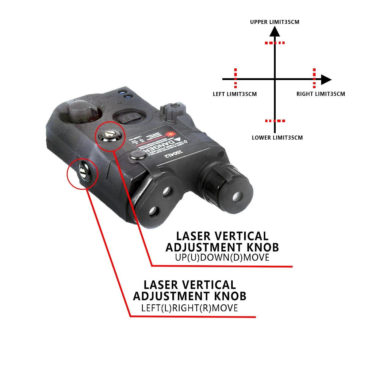 Airsoft PEQ PEQ-15 PEQ15 Laser Taktisches Rot-Grün-IR-Fülllicht LED Stroboskop Jagd-Scout-Licht für Gewehr AR15 M4 AK47 – Detail 2