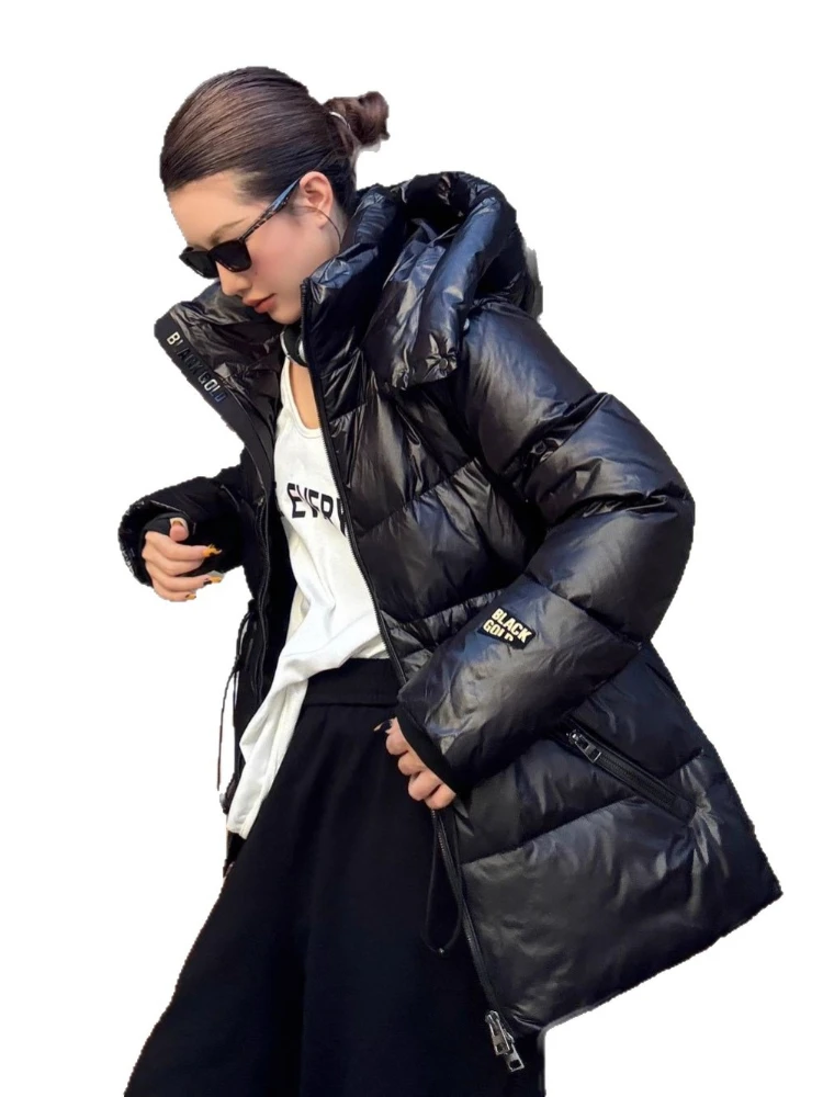 2025年新作 レディース パーカー 冬用 ハイウエスト スリム 90% ホワイトダックダウン パファージャケット フード付き ゆったり 厚手 暖かい オーバーコート