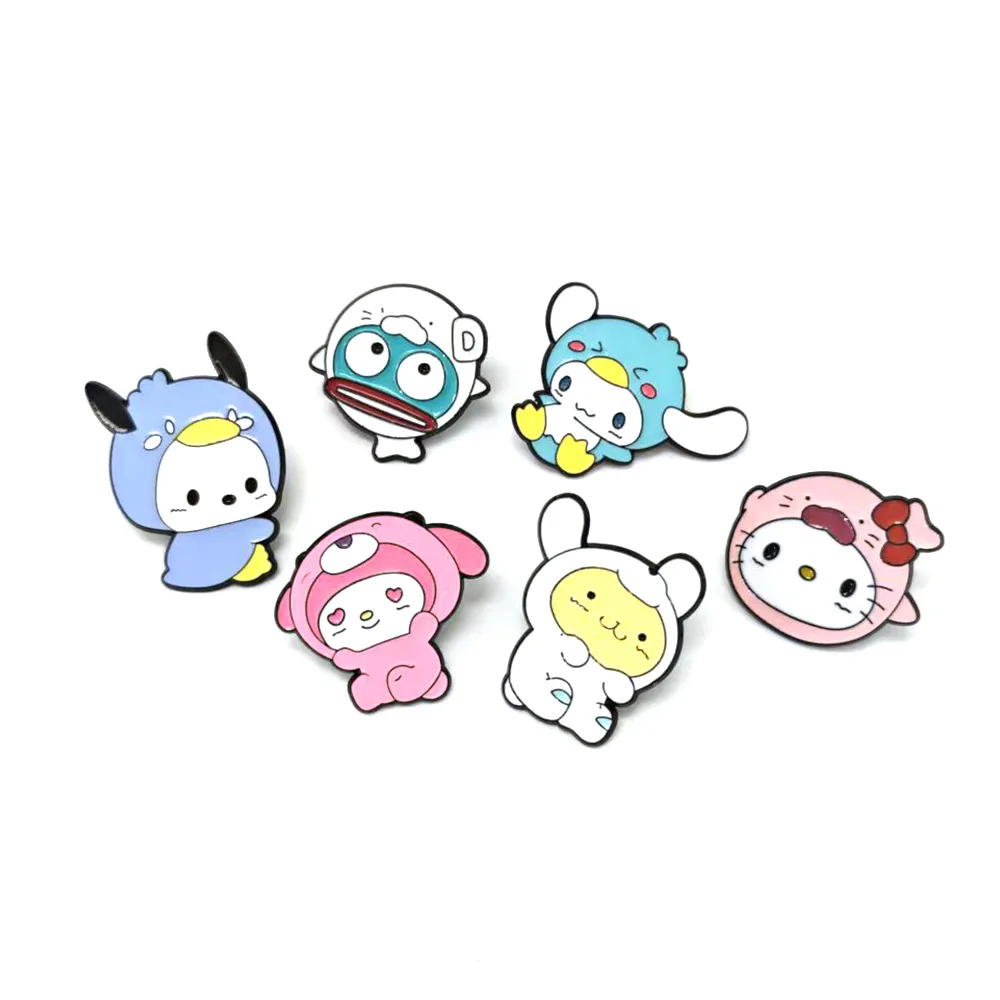 Japanese Cartoon Sanrio Pudding Dog Metal Brooch Cute and Versatile Creative Badge Student Bag Accessories and Accessories