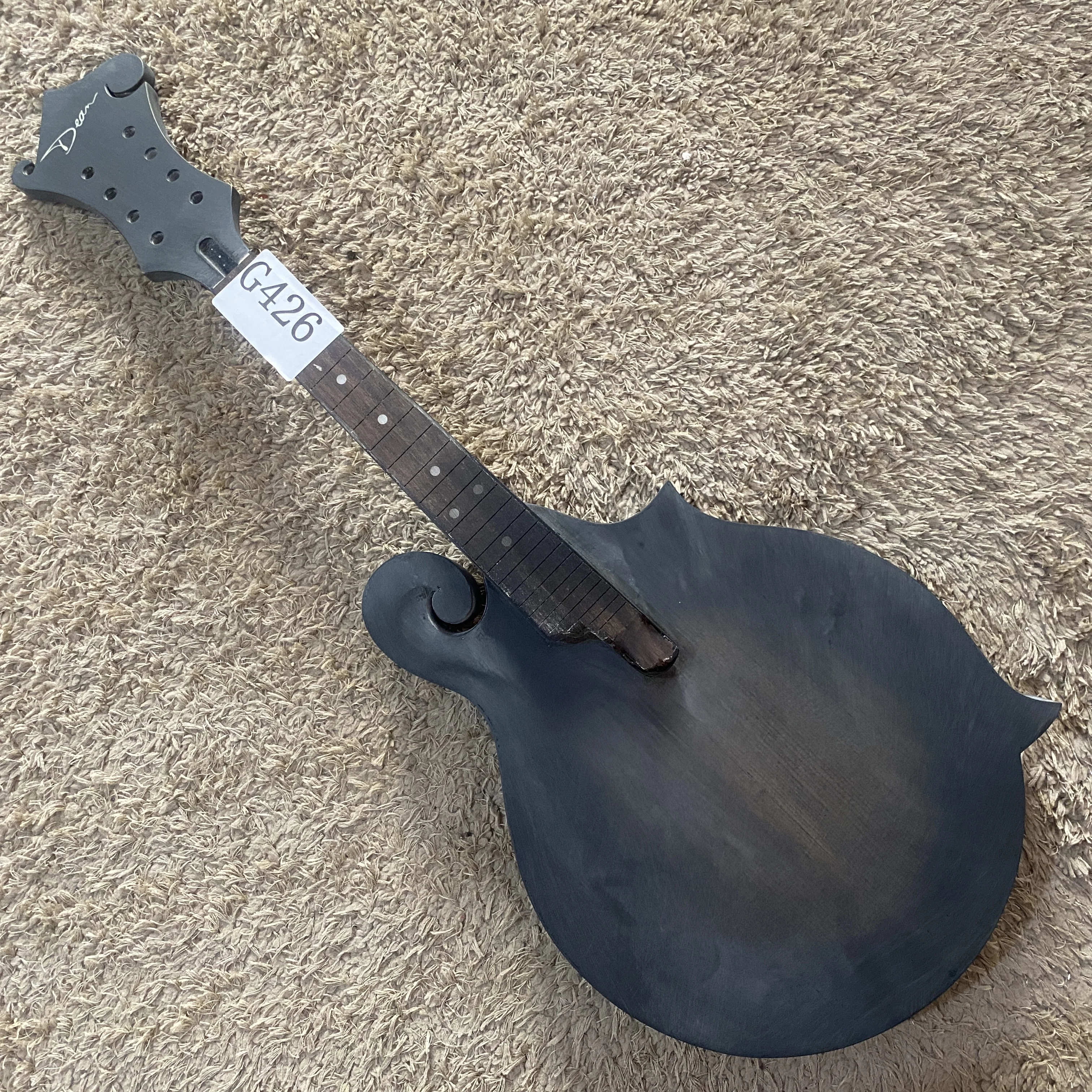 G426 Matte Black Color Genuine Dean Mandolin Guitar All Solid Body F Style Unfinished Version No Frets for DIY Replace