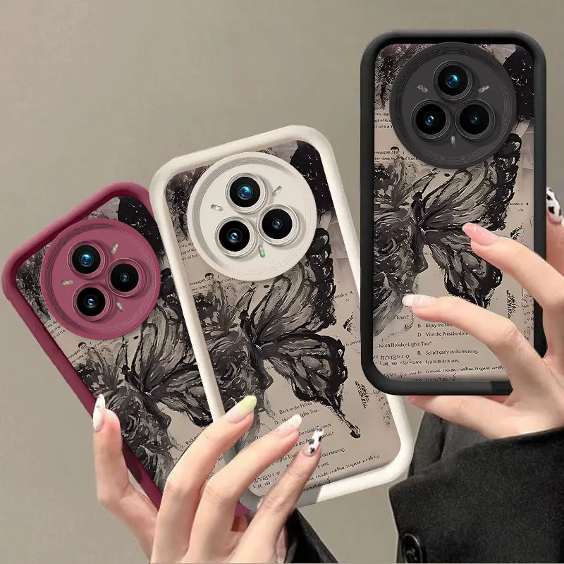Flexible Silicone Case For Realme 14 Pro+ Protective Cover Shockproof Cartoon Butterfly Print Pattern Fundas
