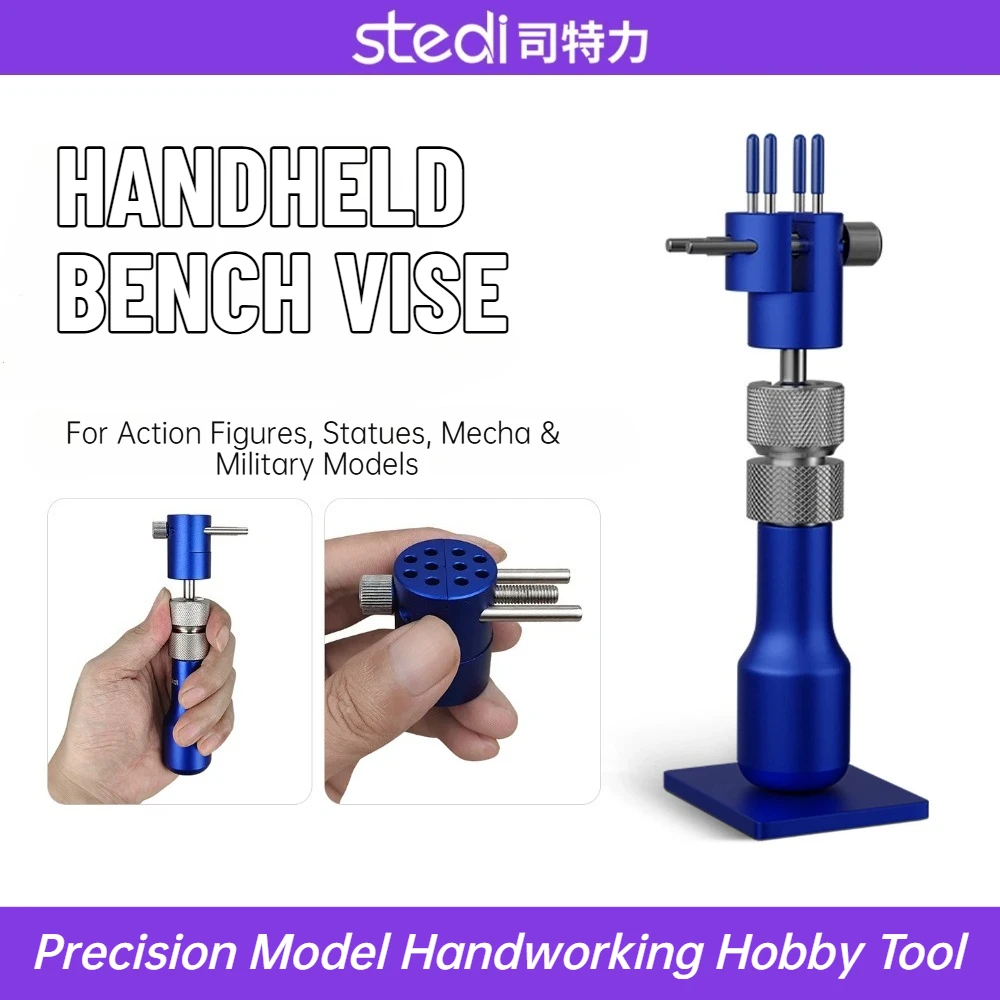 Stedi Handheld Model Vise Split Type Precision Mini Vice Stainless Steel Clamp for Scale Model Figure Paint Hobby Polishing Tool