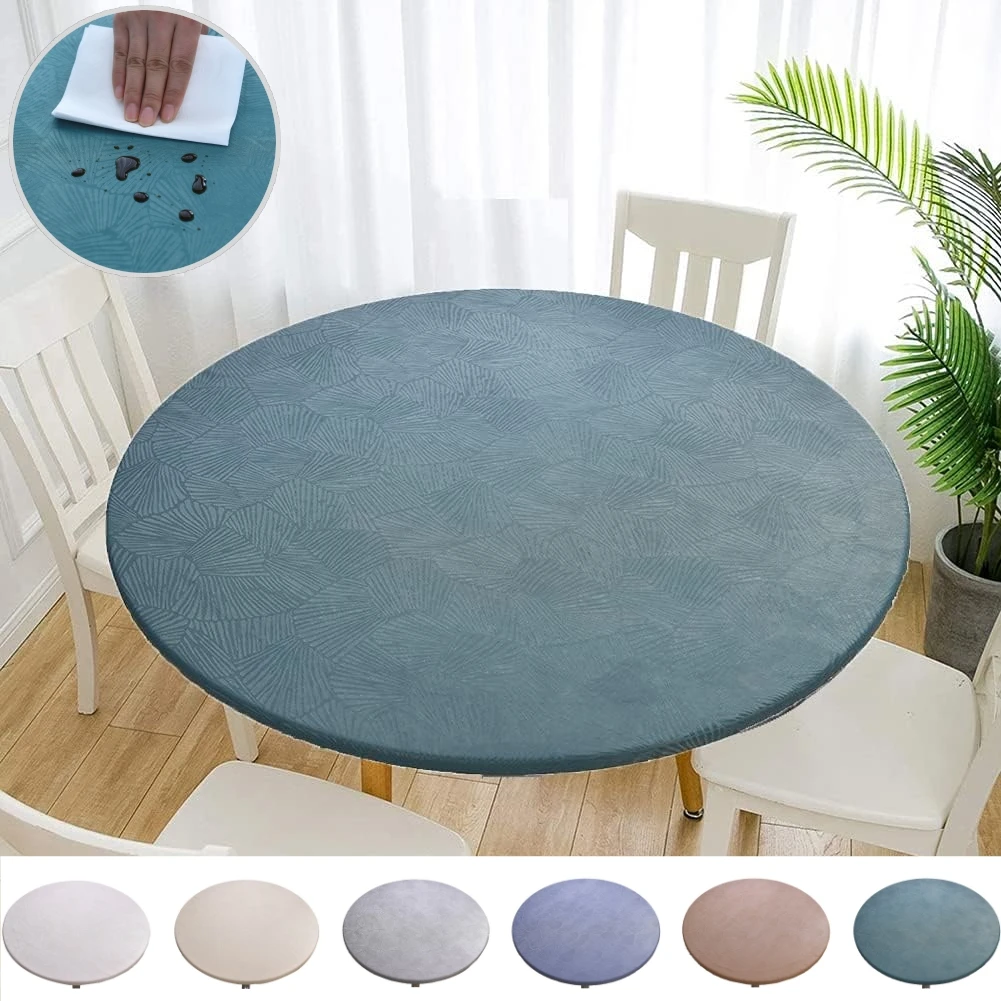

Waterproof Tablecloths for Bar Pub Party Courtyard Round Fitted Table Cover RV Table Clothes Cocktail Table Topper Cap Durable