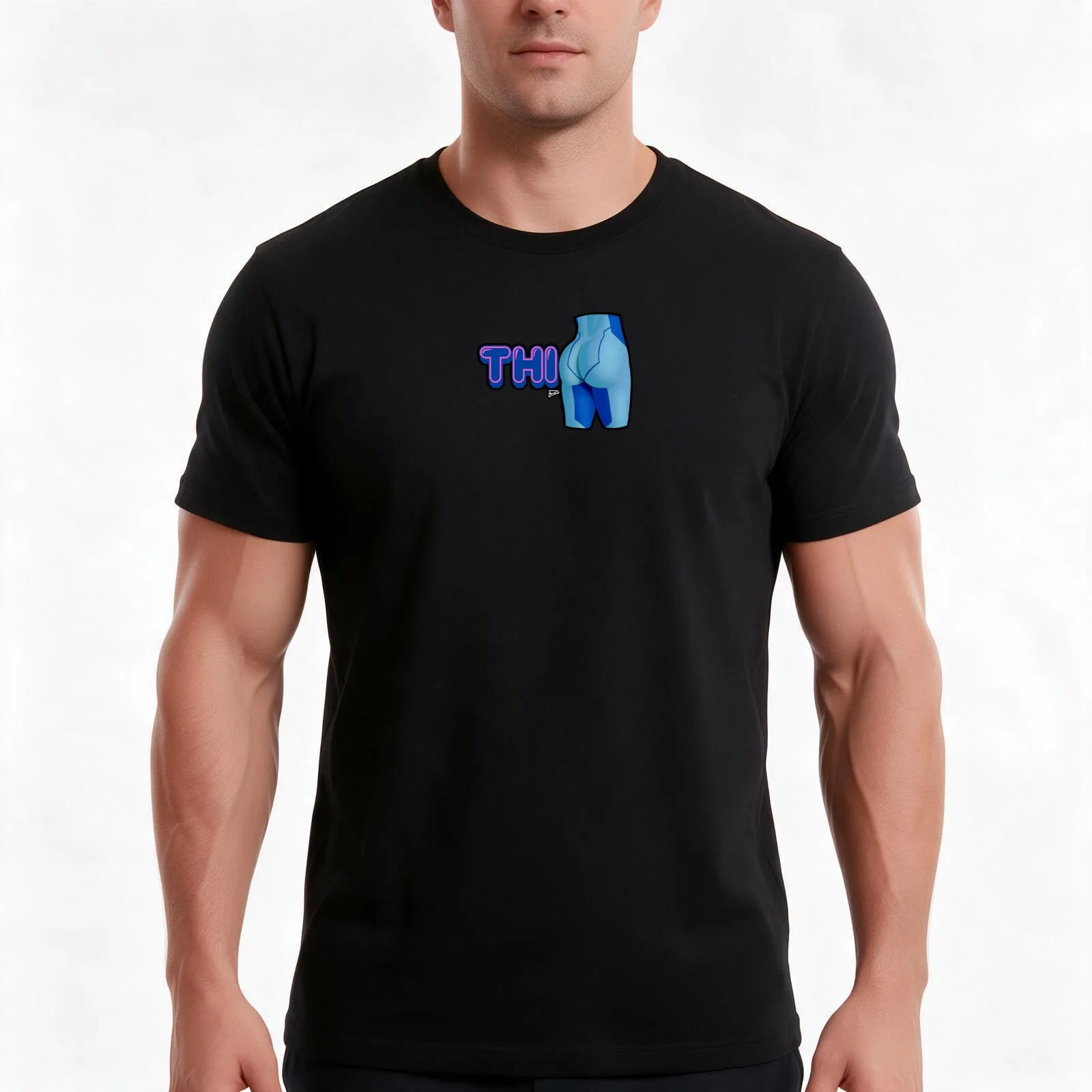 THICC - Samus Aran T-Shirt, Summer Casual Cotton Tee, Oversized Streetwear Tops, Vintage Graphic Print, Loose Fit Short Sleeve
