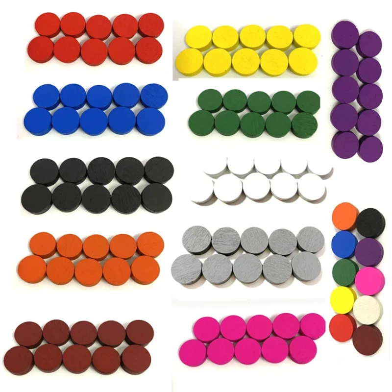 

500Pieces Diameter 15*5MM 11 Colors Wooden Disk Pawn Game Pieces Chess For Tokens Board game/Educational Games Accessories