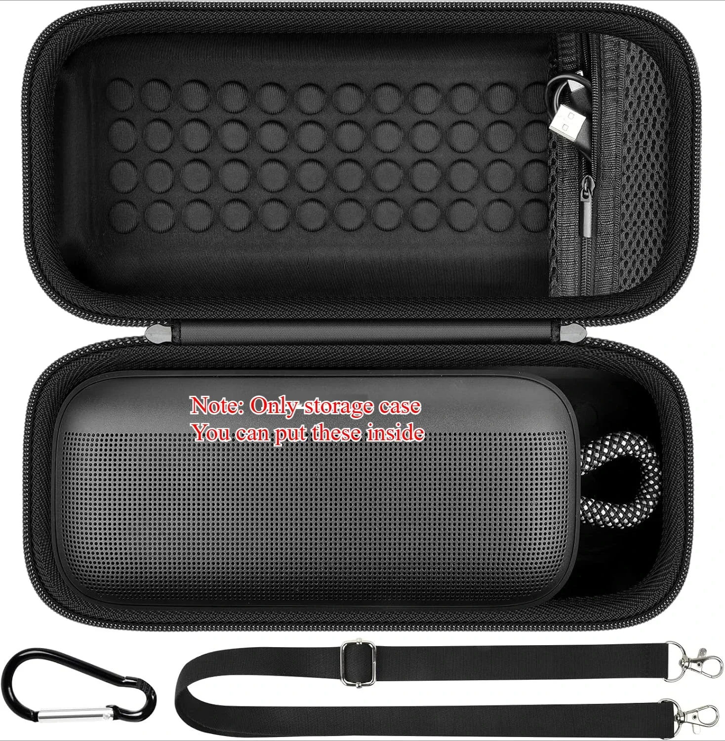 Carrying Case Compatible with Bose SoundLink Plus Portable Bluetooth Speaker, Hard Travel Case with Mesh Pocket for Charging Cab