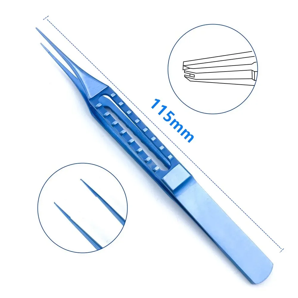 Pinça oftálmica pinça de sutura de titânio 0.12mm pinça dentada 115mm pinça reta cirúrgica oftálmica