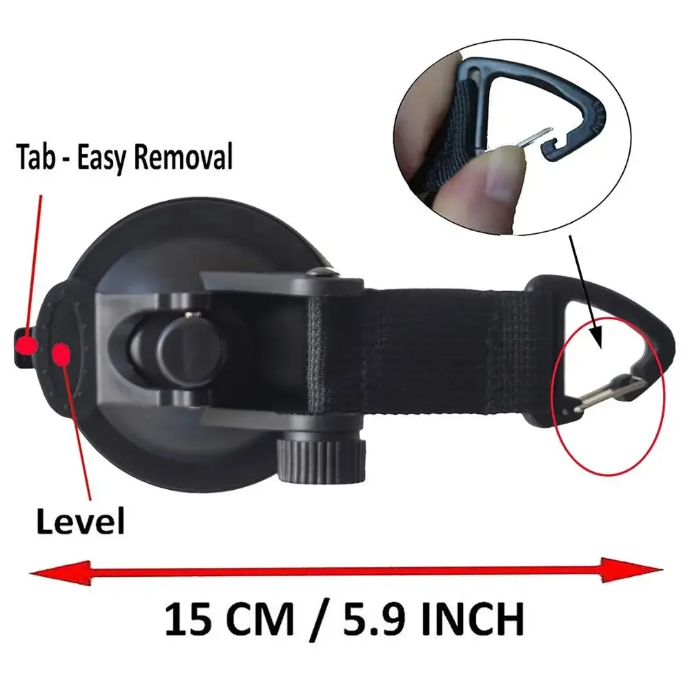 2/4ps Heavy Duty Suction Cup Hooks with Carabiner Outdoor Camping Car Awning Fixing Straps for Tarp Tent Securing view 6
