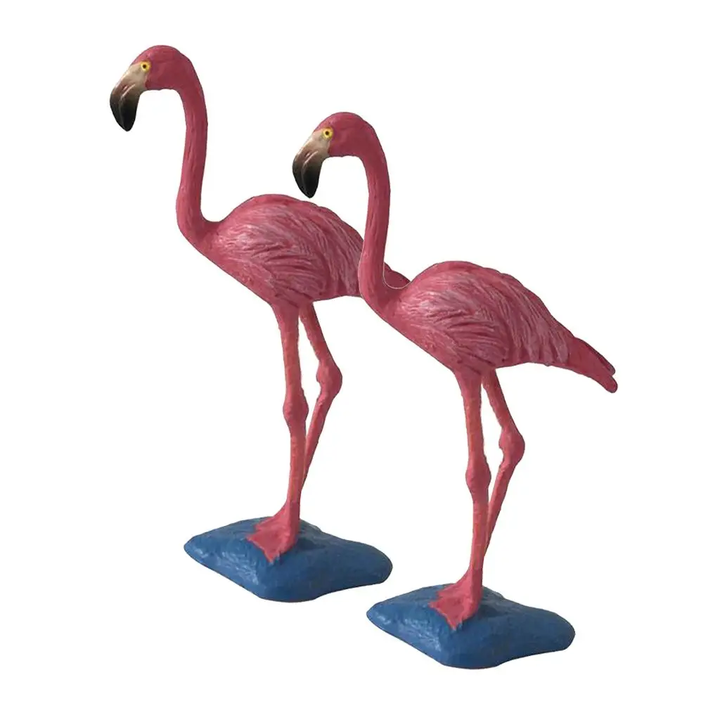 PVC Flamingo Animal Model Miniature Decorative Bird Sculpture Toy for Fairy Garden Accessories Decor