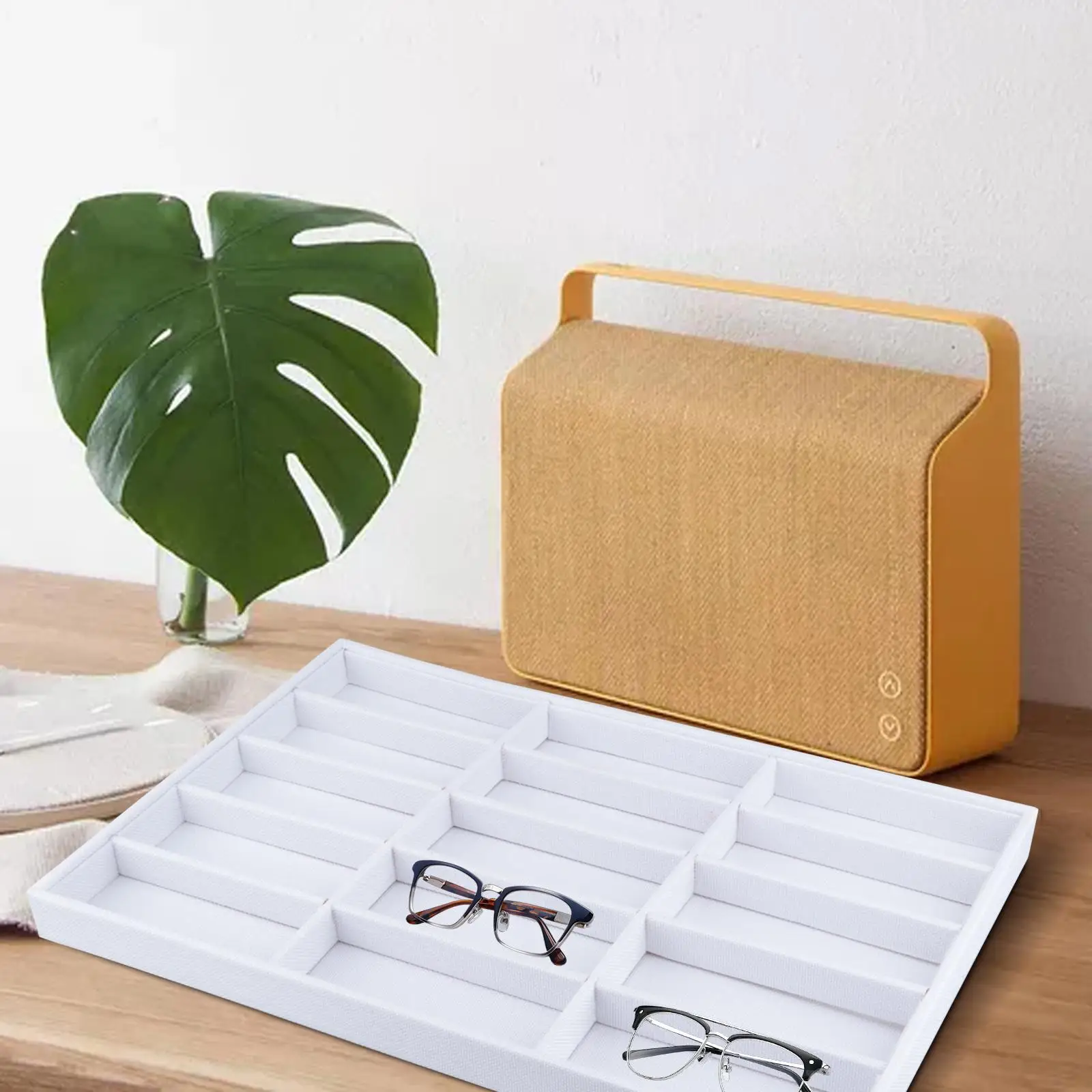 

Sunglasses Organizer Dustproof 12 Compartment Multifunctional Eyewear Display Case for Desktop Travel Showcase Dresser Women Men