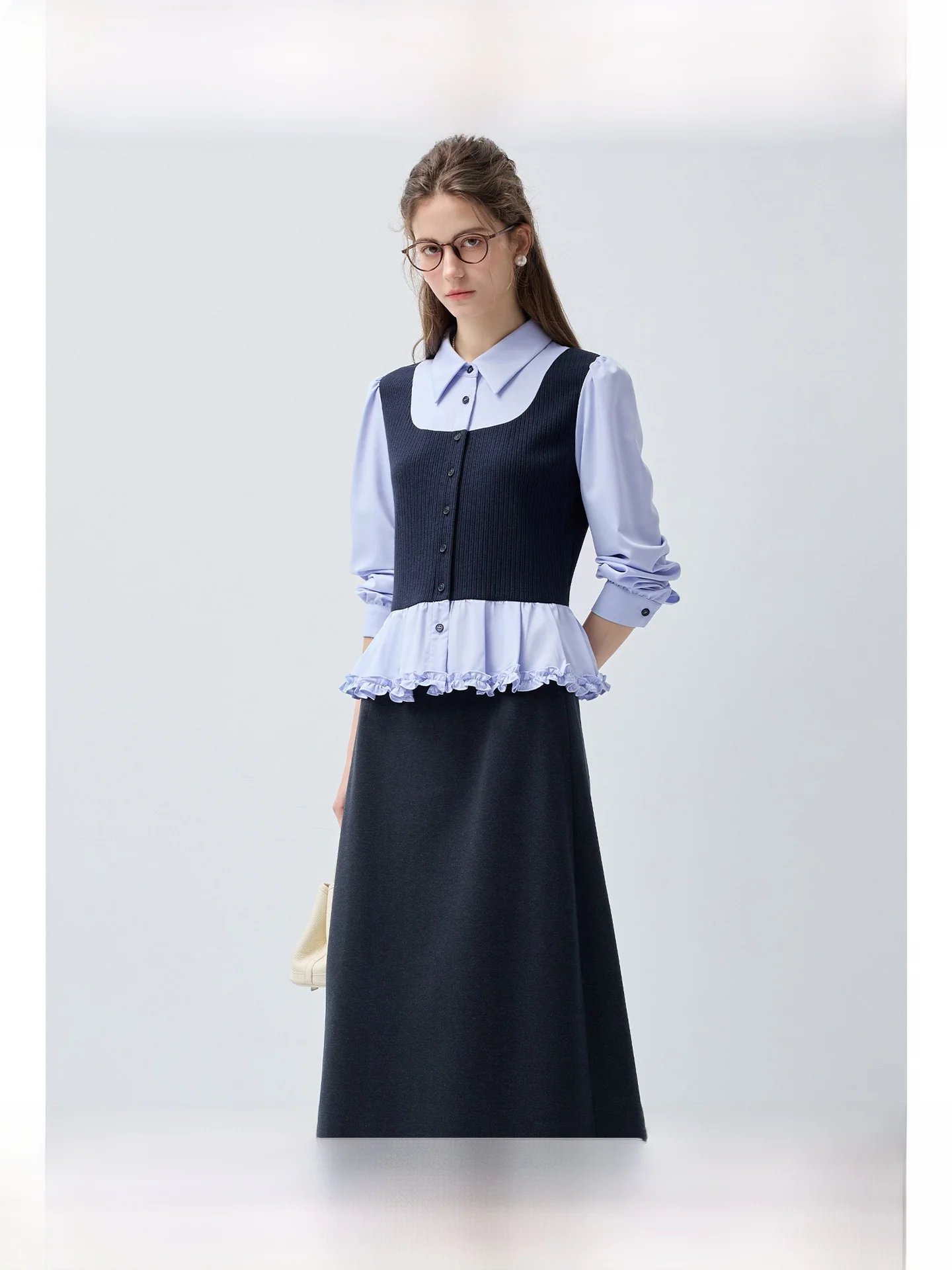 

Комплект для полных женщин: юбка-миди и топ (эффект двухслойности), весенняя новинка, для полных девушек, в стиле кэжуал, для работы и учебы